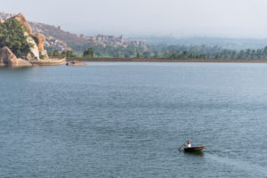 Reservoir with rocky palm trees in the background Reservoir with rocky palm trees in the background